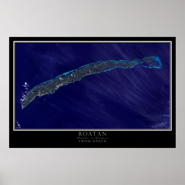 Roatán Bay Islands Honduras Satellite Poster Map (Front)