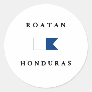 Roatan Honduras Alpha Dive Flag Classic Round Sticker