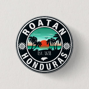 Roatán Honduras Island Retro Sunset Souvenirs 80s 1 Inch Round Button