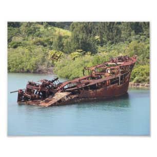 Roatan Honduras, Shipwreck Along The Coast Photo Print