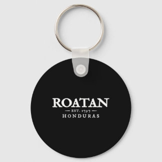 Roatan Honduras Throwback Letter Mens Vacation Keychain