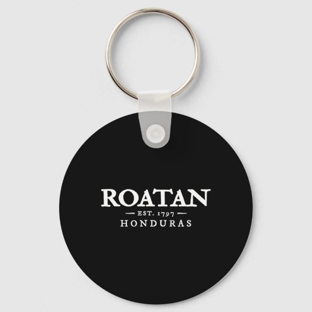 Roatan Honduras Throwback Letter Mens Vacation Keychain (Front)