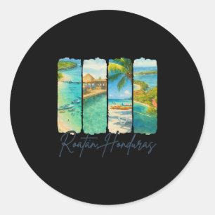 Roatan Honduras Traveling Trip Brushstroke Souveni Classic Round Sticker