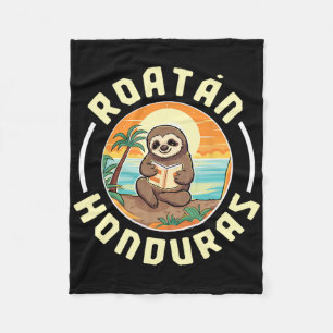 Roatan Honduras Vacation Sloth Beach Summer Men Wo Fleece Blanket