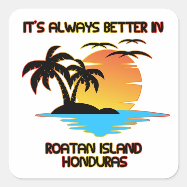 Roatan Island Caribbean Tropical Beach Honduras  Square Sticker (Front)