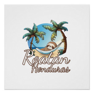 Roatan Sloth Animal Lovers For Men Women Kids Long Poster