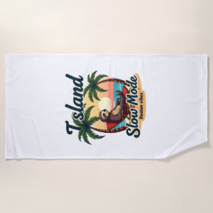 Roatan Sloth Vintage Island Relax Graphic 2 Beach Towel
