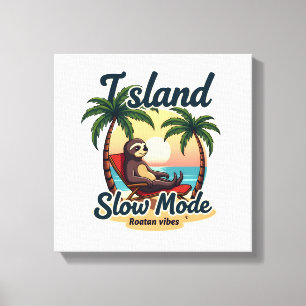 Roatan Sloth Vintage Island Relax Graphic 2 Canvas Print