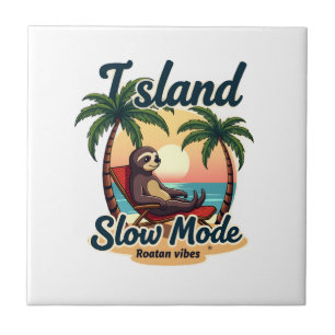 Roatan Sloth Vintage Island Relax Graphic 2 Tile
