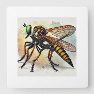 Robber Fly 131024IREF221 - Watercolor Square Wall Clock