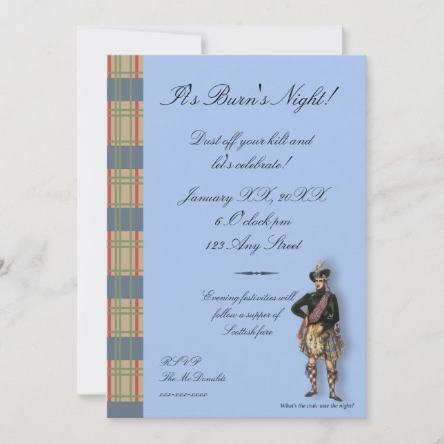 Robbie Burns Burn's Night Invitation (Front)