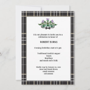 Robbie Burns Cravate noire Invitation