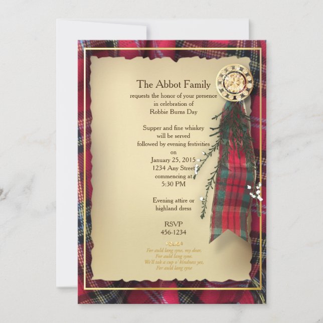 Robbie Burns Formal Invitation (Front)
