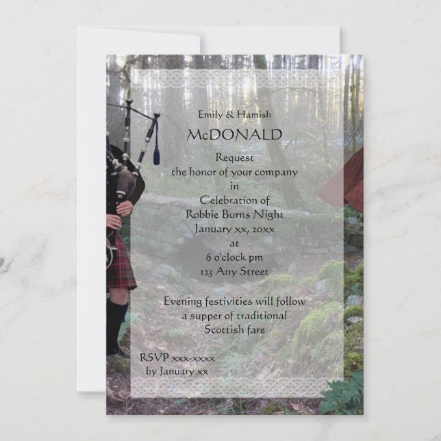 Robbie Burns Piper Invitation (Front)