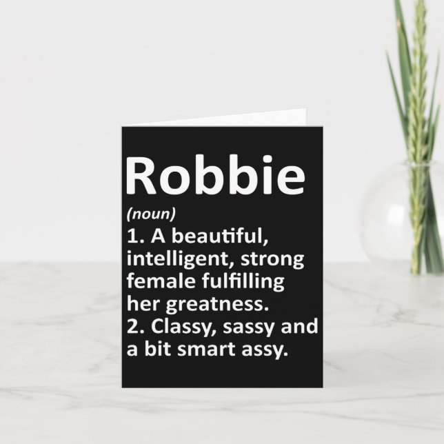 Robbie Definition Personalized Name Funny Christma Card (Front)