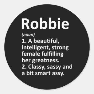 Robbie Definition Personalized Name Funny Christma Classic Round Sticker
