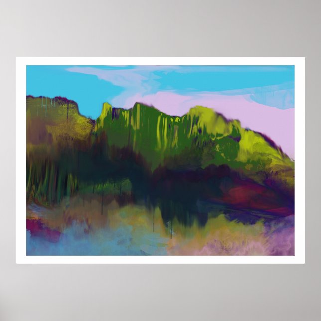 Robbin-egg-blue-sky landscape art poster (Front)