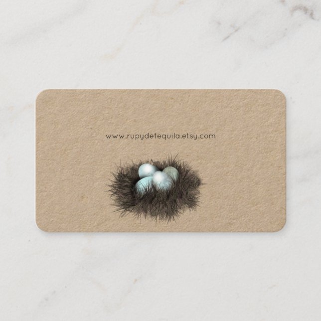 "Robbin eggs business cards nest" (Front)