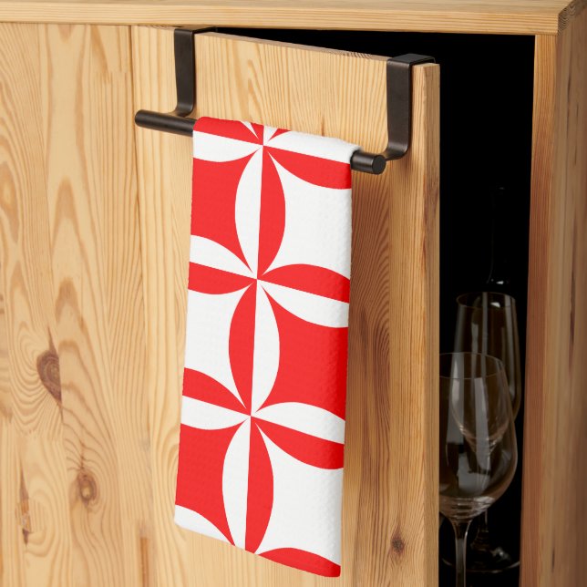Robbing Peter to Pay Paul Red Pattern Kitchen Towel (Thirds Fold)