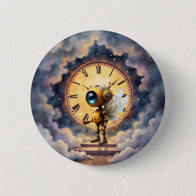 Robby the Winged Timekeeper 2 Inch Round Button (Front)