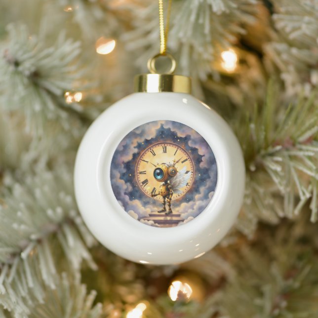 Robby the Winged Timekeeper – Wings of Time Series Ceramic Ball Christmas Ornament (Tree)