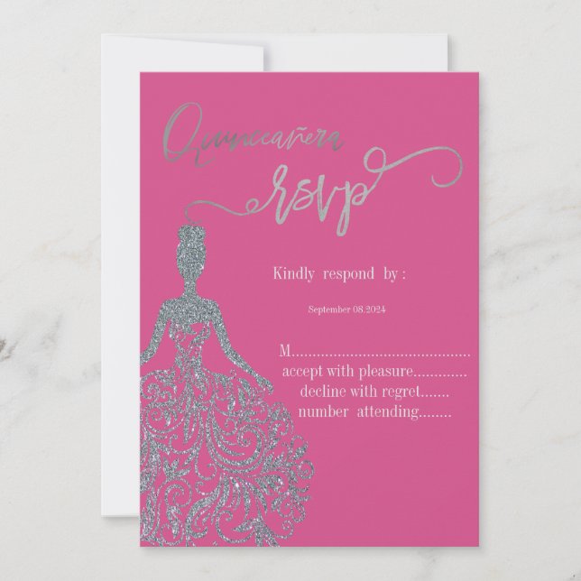 Robe à paillettes argentées Invitation RSVP Fuschi (Devant)