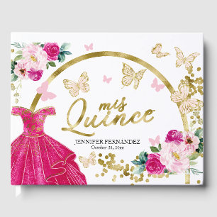 Robe à papillon rose chaud Quinceanera livre d'hôt