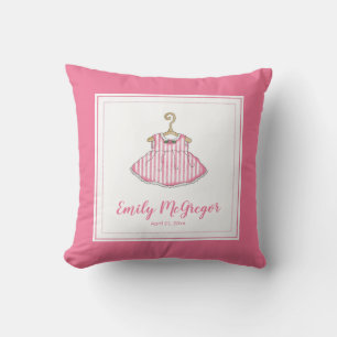 Robe à rayures roses de petite fille - Coussin de 