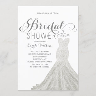 Robe blanche extravagante  Invitation à la douche 