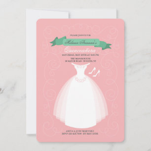 Robe blanche Quinceañera Invitation