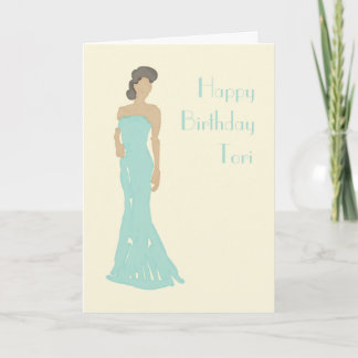 Robe dame strapless carte de voeux d'anniversaire