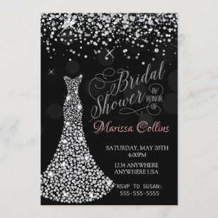 Robe de diamant Invitation douche nuptiale, strass