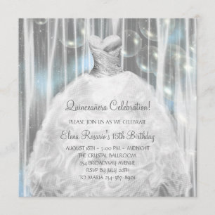 Robe de fête Quinceanera blanc et bleu Invitations