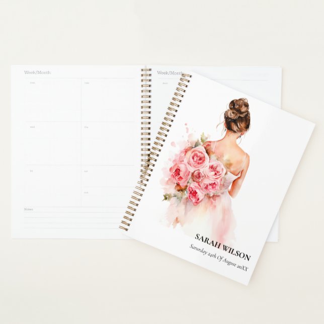 Robe de mariée aquarelle rose gênée Cadeau de douc (Devant avec enveloppe)