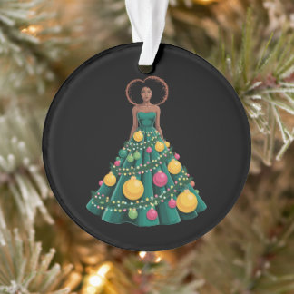 Robe de sapin de Noël Lumières de Noël Femme Afro