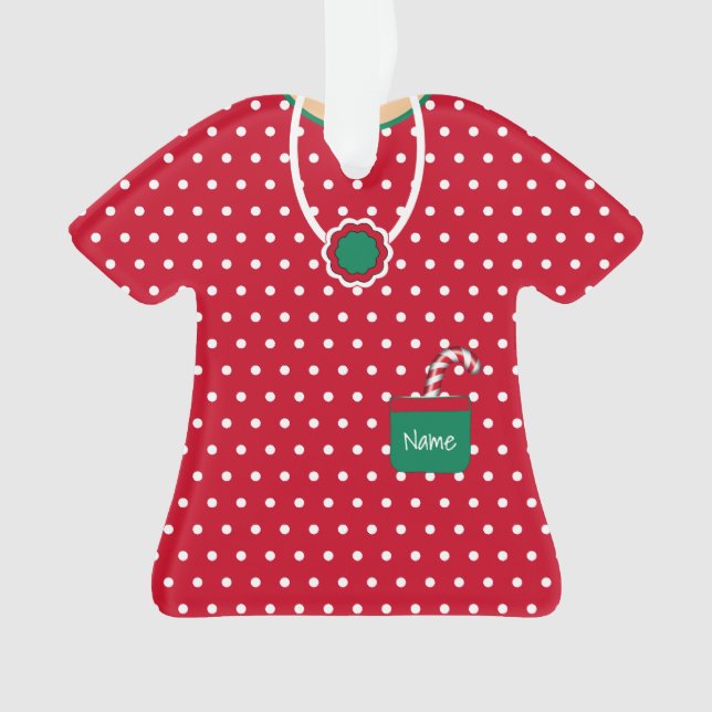 Robe de Vacances Rouge & Vert Pois Personnalisé (devant)
