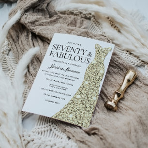Robe d'or 70 et Invitation fabuleux 70e anniversai