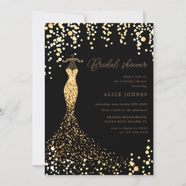 robe dorée invitation nuptiale (Devant)
