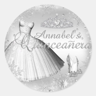 Robe étincelante en argent & Sticker Tiara Quincea