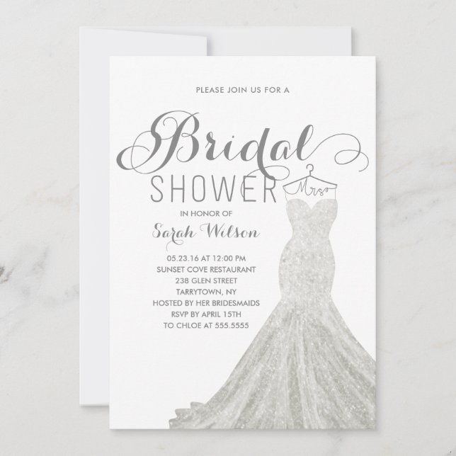 Robe Extravagante Blanc | Invitation de douche nup (Devant)