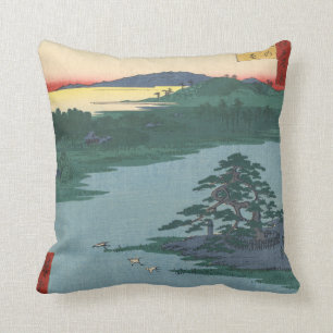 Robe-Hanging Pine Senzoku Pond Japanese Art Throw Pillow