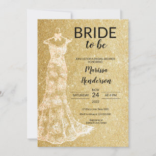 Robe Mariage or Douche nuptiale Invitation