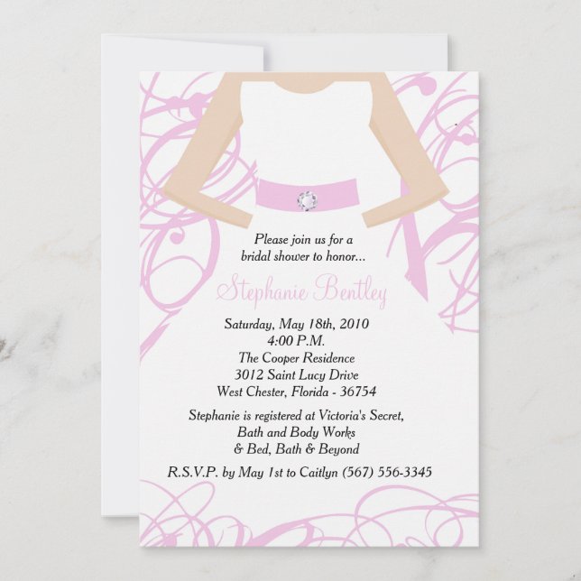 Robe Mariage rose Invitation de douche nuptiale (Devant)