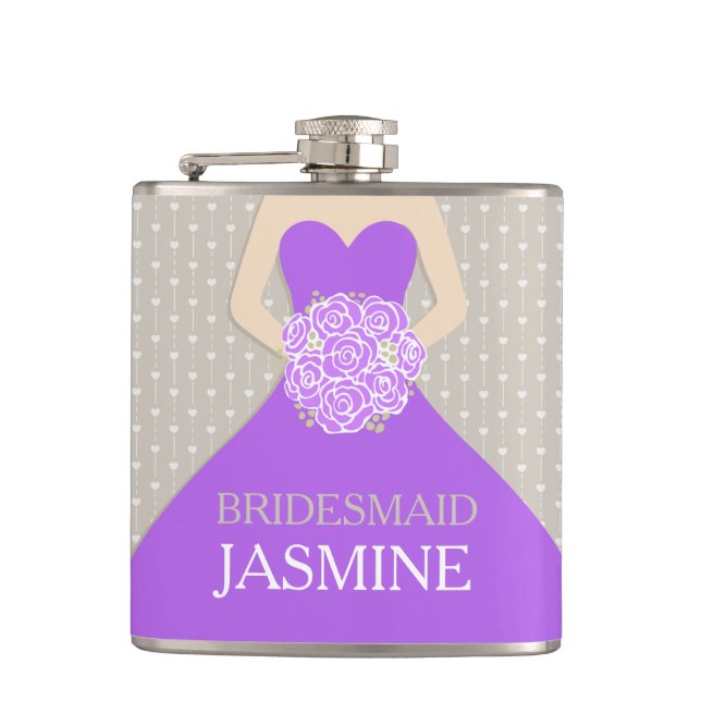 Robe mauve de Bridesmaid nommée flacon de hanche (Devant)