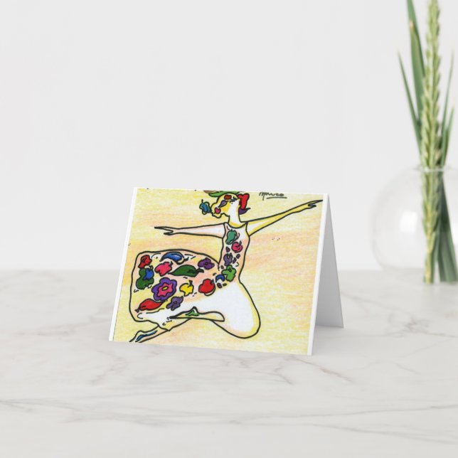 Robe moderne colorée aquarelle fleurie fille Carte (Devant)