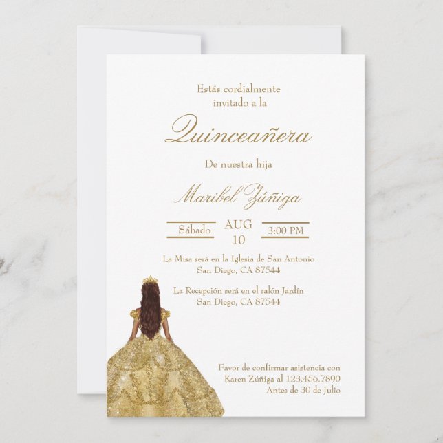 Robe or Quinceanera invitation (Devant)