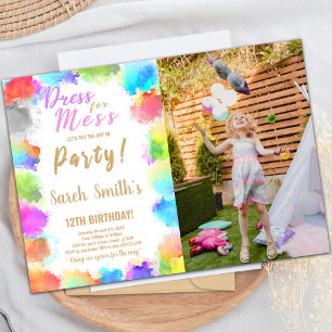 Robe pour Mess Paint Anniversaire Invitation