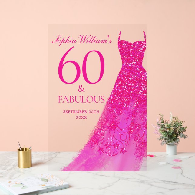 Robe rose chaude 60 & Fabulous 60th Birthday Party (Mariage)