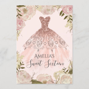 Robe Rose Gold Florale Rose Invitation Sweet Seize