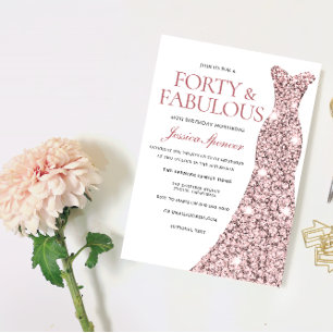 Robe rose Gold Sparkle 40e anniversaire Invitation